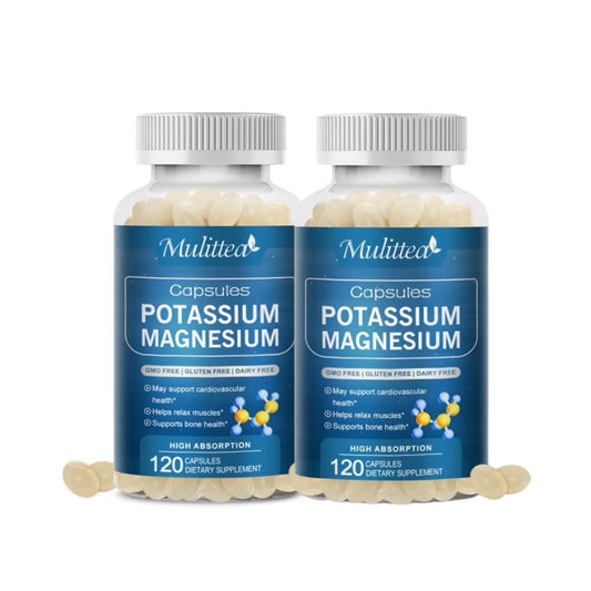 (2 PACK)Potassium Magnesium Supplement,Support Bone, Heart & Nerve Health, Non-GMO, Vegan, 240 Capsules