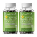 (2 Pack) Mulittea Mullein Leaf Capsules - Herbal Dietary Supplement for Lung Detox & Healthy Breath - 240 Capsules
