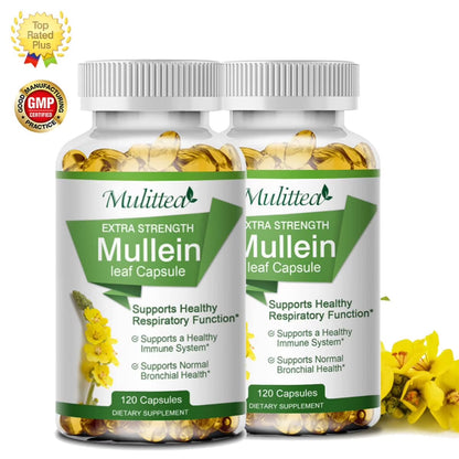 (2 Pack)Mulittea Mullein Leaf Capsules,Support Lung Detox Health Supplement,240 Capsules