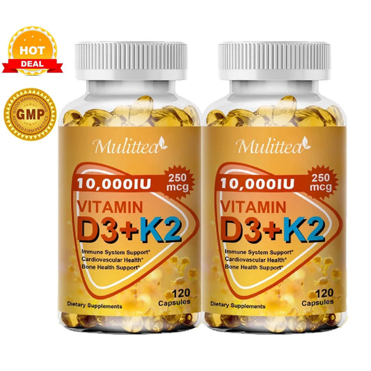 Vitamin D3 + K2 MK-7 Softgels – High Potency 10000 IU | Supports Calcium Absorption, Bone Strength, Joint Flexibility & Immune Health