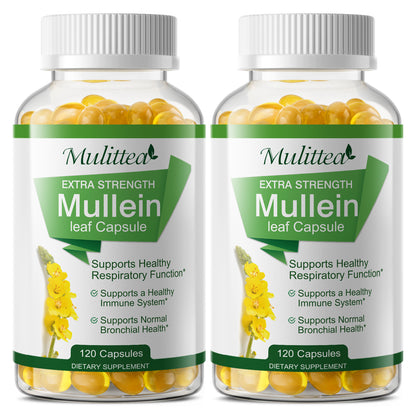 Natural Mullein Leaf Capsules (120 Count) | Vegan, Non-GMO | Lung Cleanse & Respiratory Support
