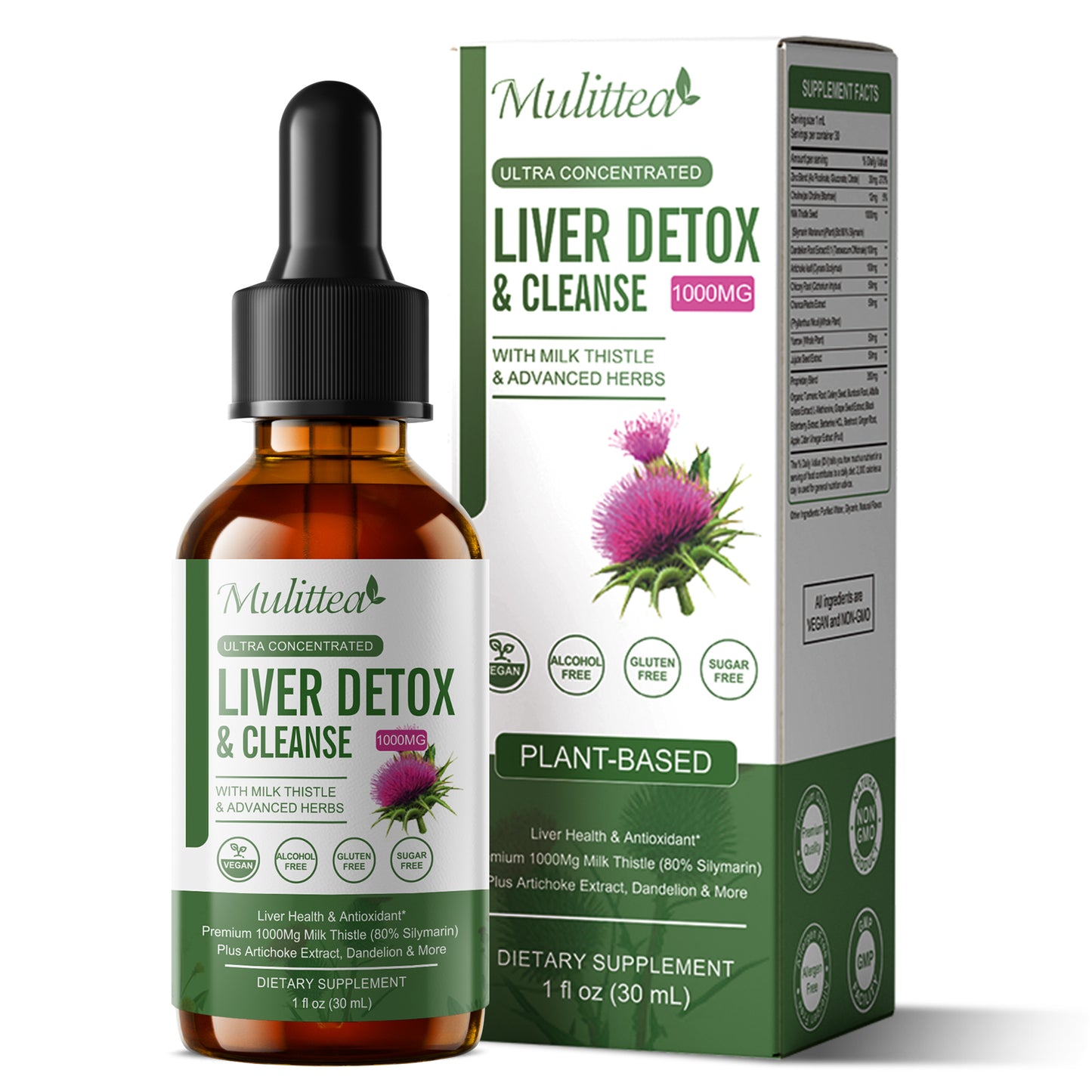 Liver Health Liquid Drops (2 Pack) – Potent Liver Detox & Repair with Artichoke, Milk Thistle (80% Silymarin), Dandelion, Turmeric & Berberine – 21 Herb-Nutrient Blend for Immune & Gut Support