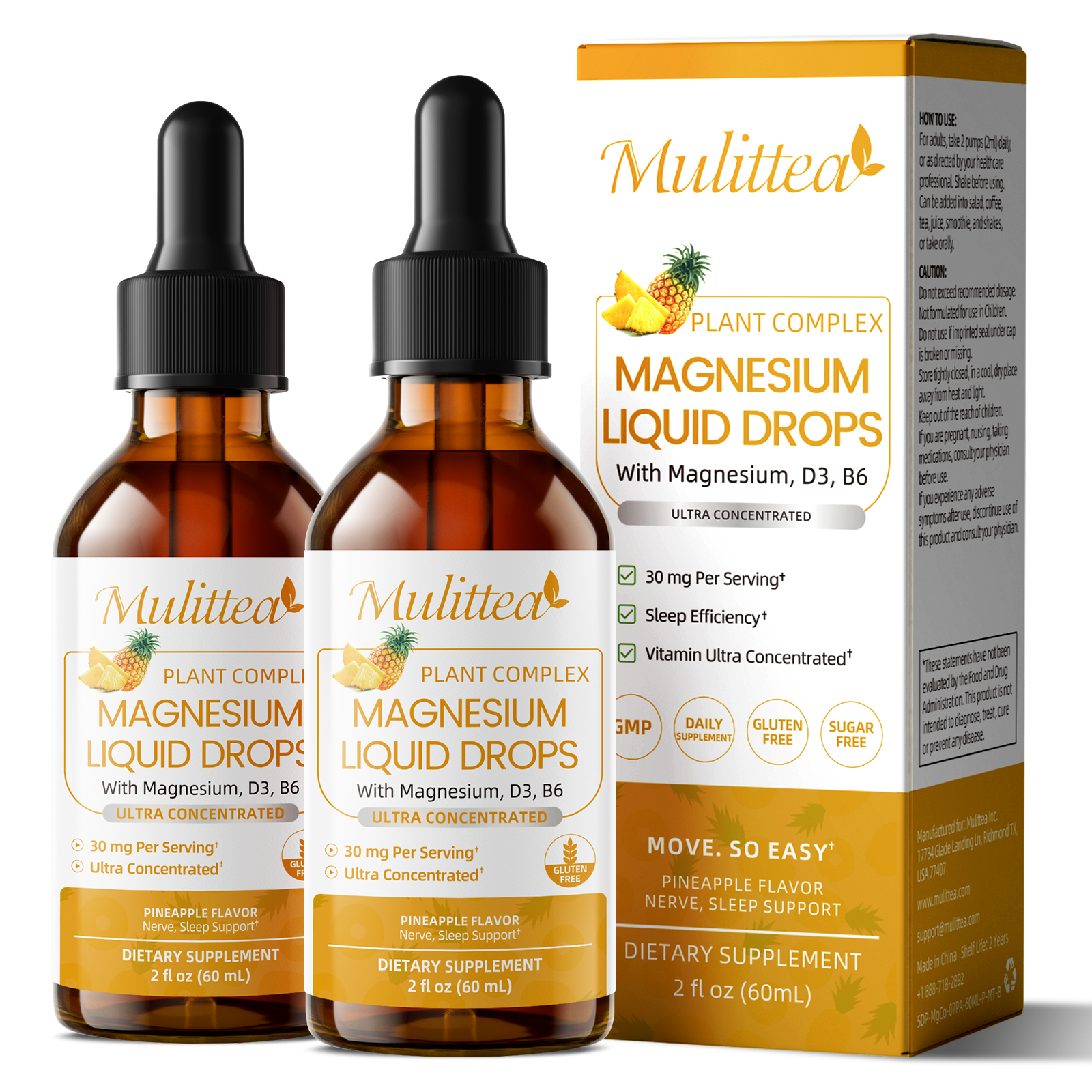 Triple Magnesium & B6 Liquid Drops | 2 x 2 fl oz (120ml)