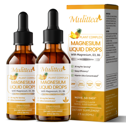 Mulittea® Magnesium Liquid Drops 30mg Pineapple Flavor - 2 Packs