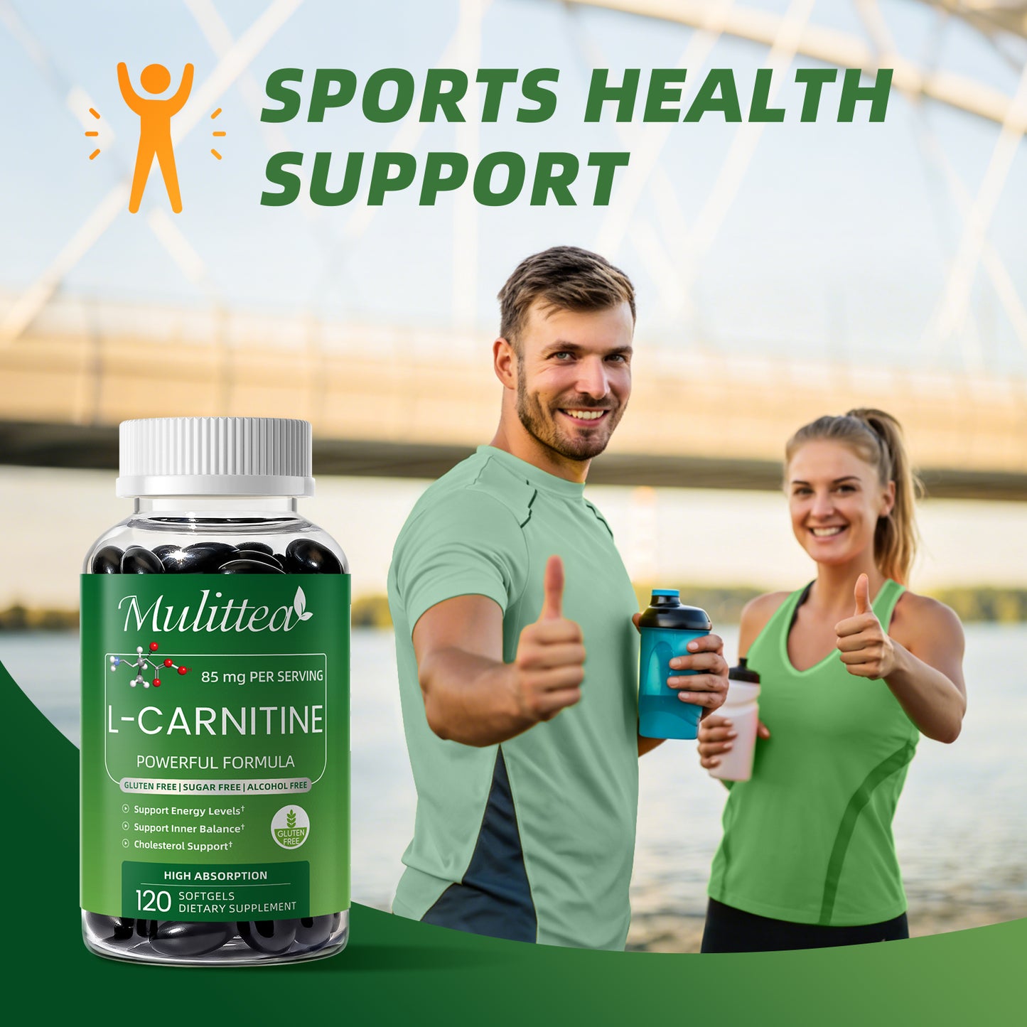 Mulittea® L-Carnitine Softgels - Premium L-Carnitine Tartrate 300mg Per Serving for Energy Production, Lipid Metabolism & Brain Health Support (120 Softgels)