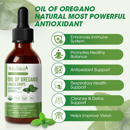 Oregano Oil Drops | Oil of Oregano Liquid Drop | Herbal Blend for Immune Support | Digestive Health | 60ML 2 Fl Oz