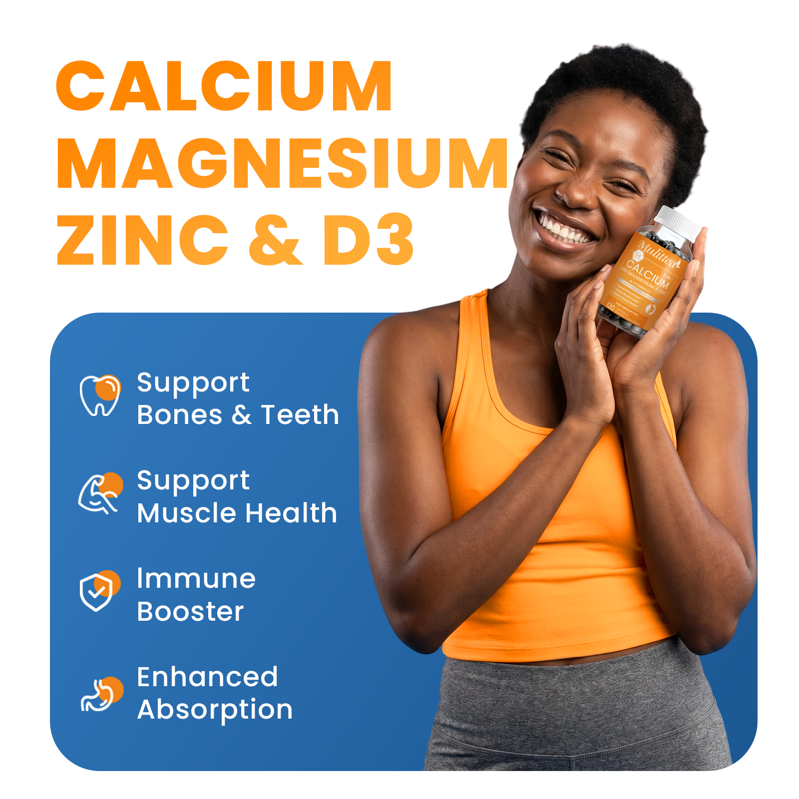 Calcium Magnesium Zinc & D3 Complex | 120 Softgels