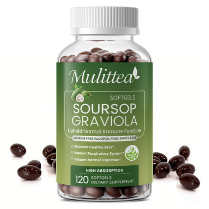 Mulittea® Soursop Premium Extract Softgels – Pure Graviola 10:1 Leaf Formulation