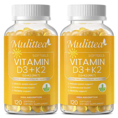 Mulittea® Vitamin D3 + K2 (MK7) Softgels | High Absorption Bone & Cardiovascular Matrix