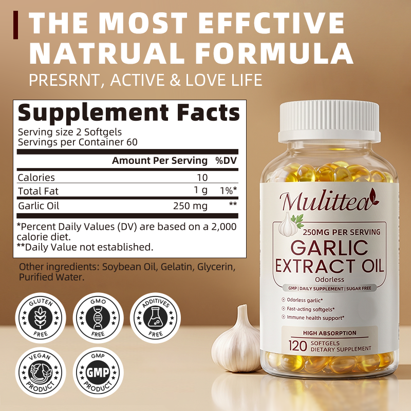 Odorless Garlic Extract Oil | 120 Softgels