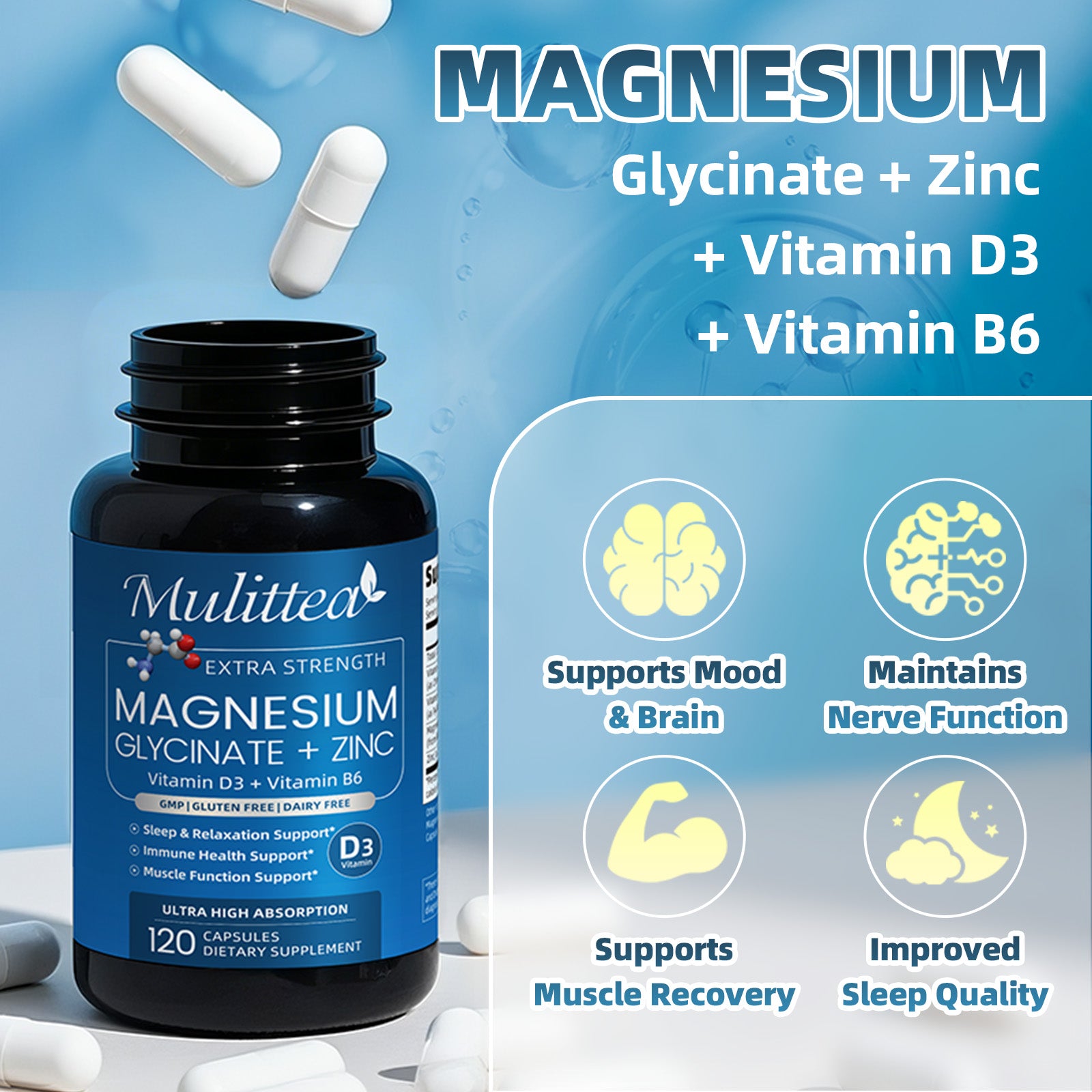 500mg Magnesium Glycinate & Zinc Complex | 120 Capsules