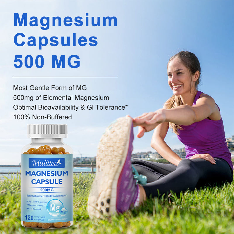 Magnesium Capsules 500mg for Supports Muscle, Joint, and Heart Health Maximum Absorption Magnesium (Glycinate) Supplement