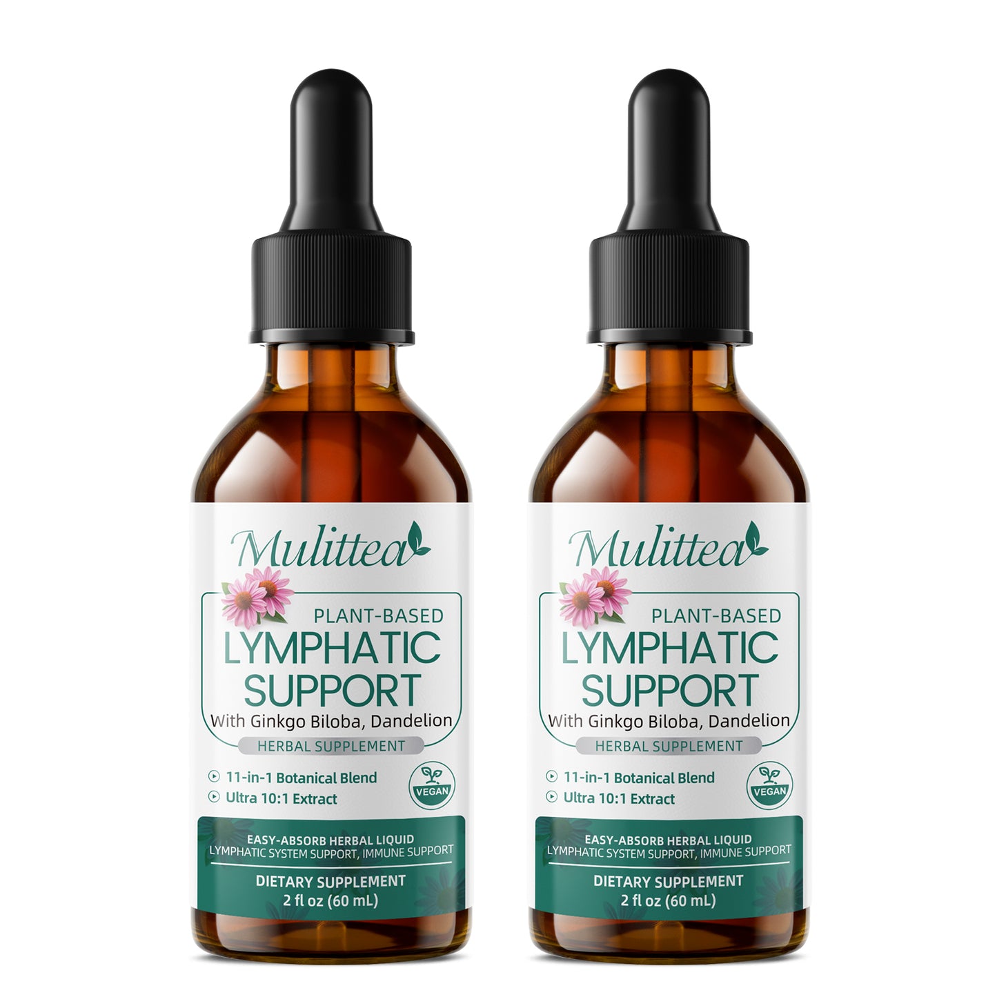 Mulittea® Plant-Based Lymphatic Drainage Drops for Detox & Bloating - 60mL