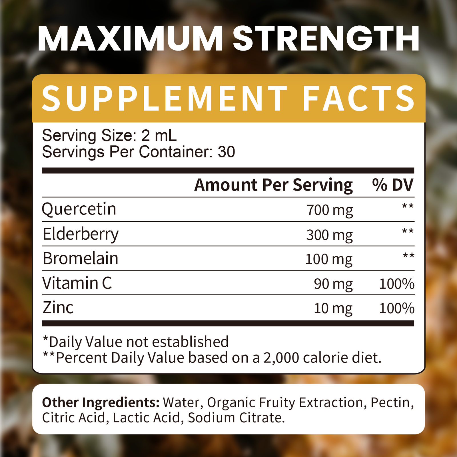 700mg Quercetin & Elderberry Drops | 2 fl oz (60ml)