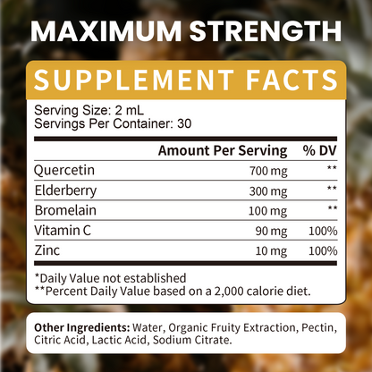 Mulittea® 700mg Quercetin Liquid Drops | 5-in-1 Immune & Lung Support