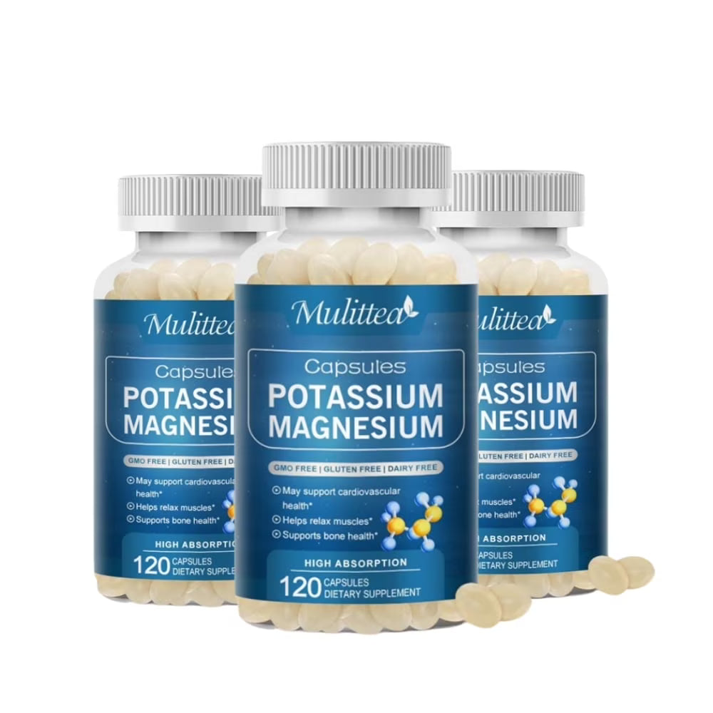 (3 PACK)Potassium Magnesium Supplement,Support Bone, Heart, Muscle & Nerve Health, Non-GMO, 360 Capsules