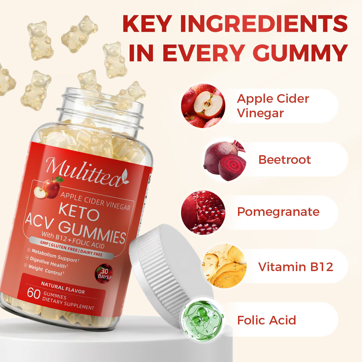 Keto ACV Gummies 60 Count - Supply Dietary Supplement - 500g Per Serving