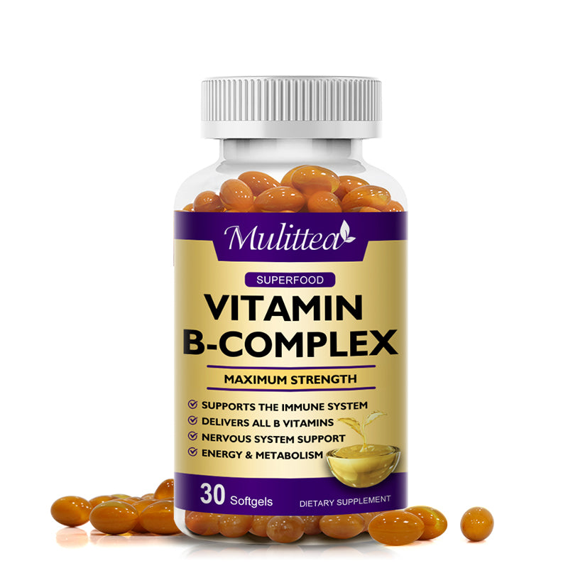 Vitamin B Complex Capsule (B12, B1, B2, B3, B5, B6, B7, B9, Folic Acid & Biotin) ,Reduce Stress & Supports Better Moods ,Assists Nervous System Health & Energy