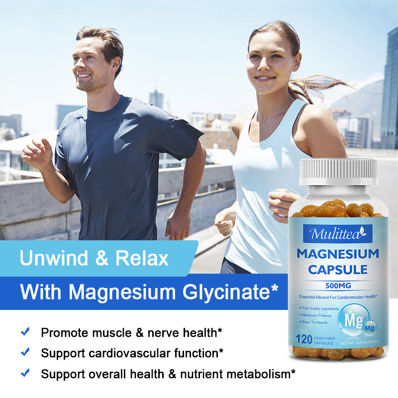 Magnesium Capsules 500mg for Supports Muscle, Joint, and Heart Health Maximum Absorption Magnesium (Glycinate) Supplement