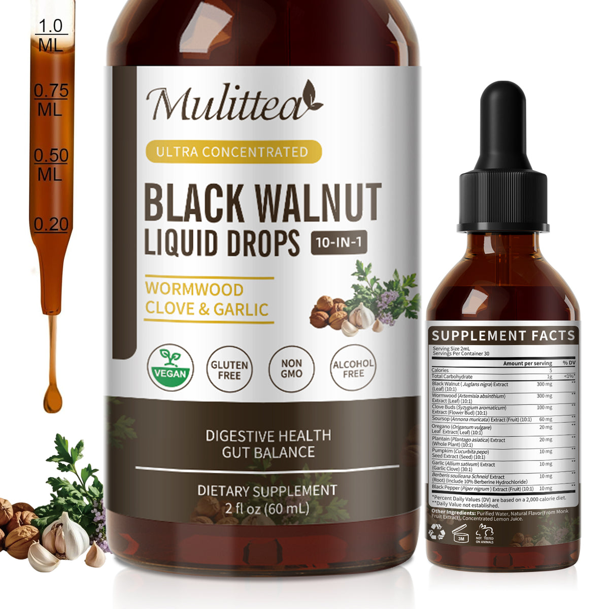 Black Walnut & Wormwood Tincture | 2 fl oz (60ml)