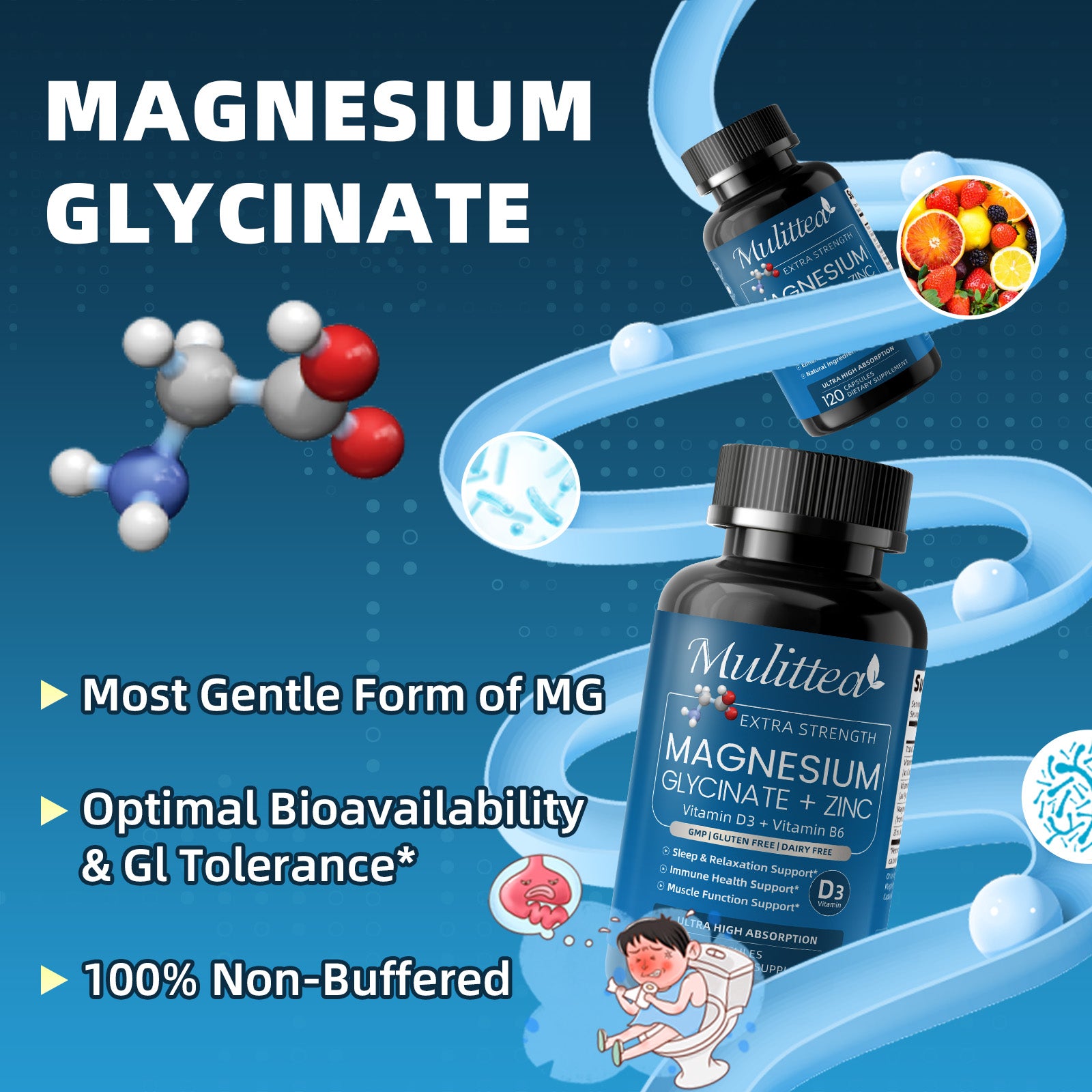 500mg Magnesium Glycinate & Zinc Complex | 120 Capsules