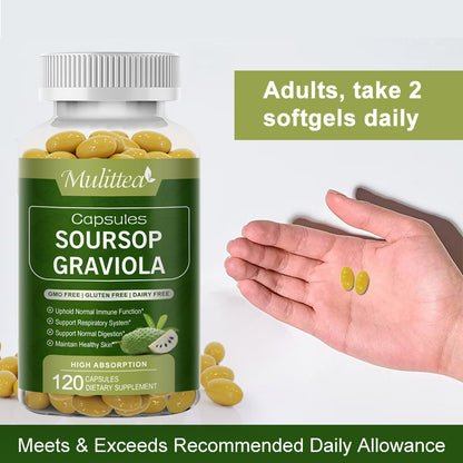 Mulittea Soursop Graviola Capsules – 1000mg per Serving – 120 Capsules