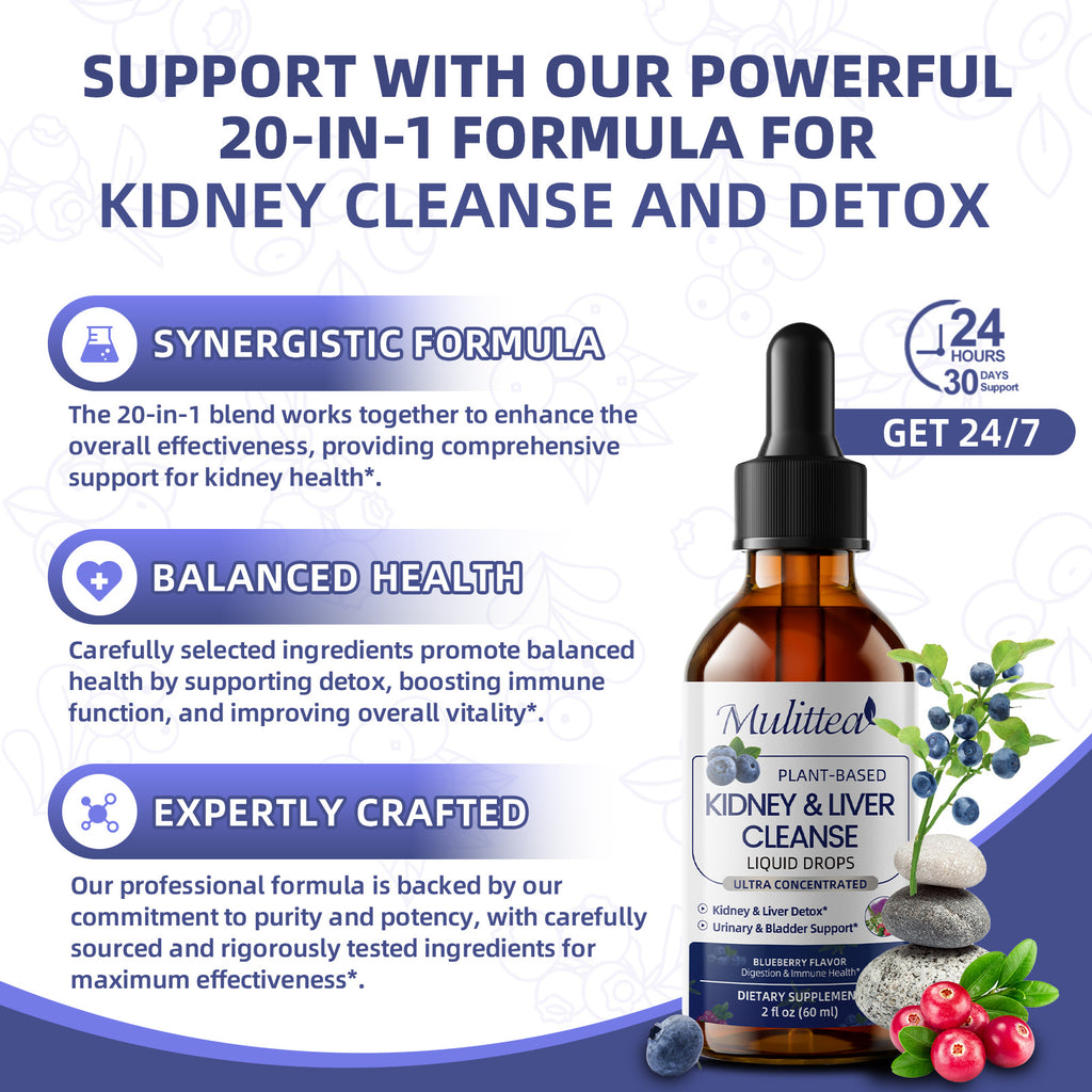 Mulittea 27-in-1 Kidney & Liver Cleanse Drops | 2 fl oz (60ml)