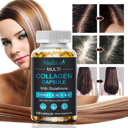 Mulittea Collagen Capsules with Vitamin C – Antioxidant Support for Healthy Skin, Hair & Nails – 60 Capsules – Non-GMO, Gluten-Free