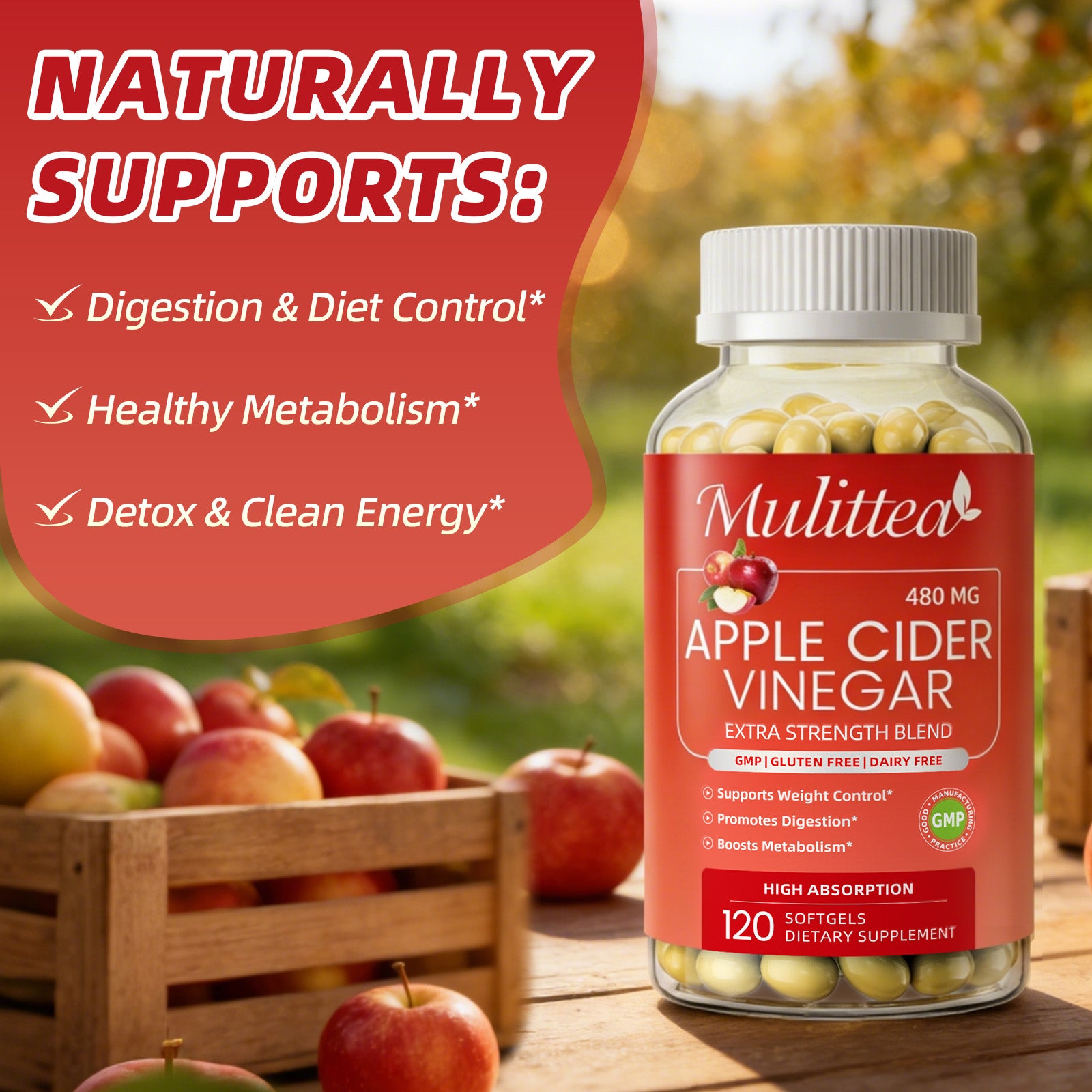 Apple Cider Vinegar Softgels | 120 Count
