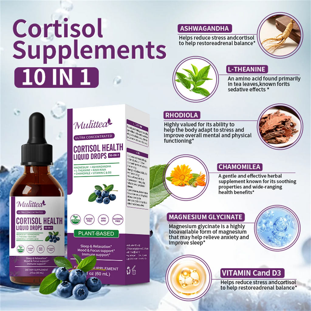 Cortisol Support Liquid Drops with Ashwagandha | 2 fl oz (60ml)