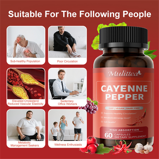 Advanced Heart & Blood Flow Support | 12-in-1 Formula with Nattokinase 20,000FU, Hawthorn, Cayenne Pepper | Non-GMO Vegan Capsules By Mulittea