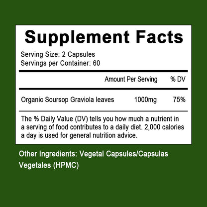 Mulittea Soursop Graviola Capsules – 1000mg per Serving – 120 Capsules