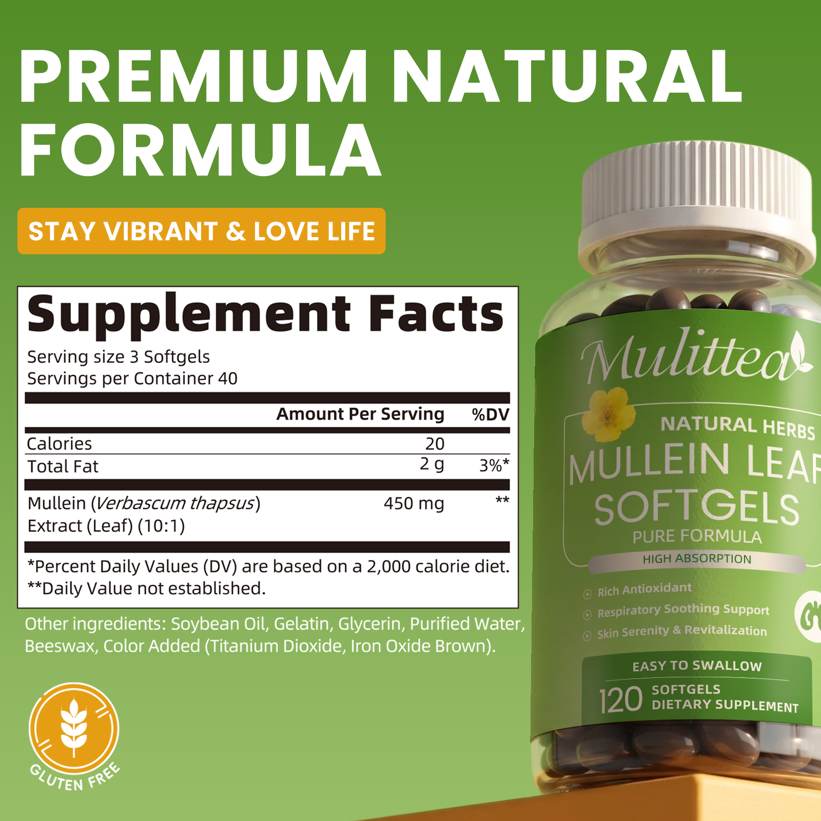 10:1 Mullein Leaf Softgels | 120 Count