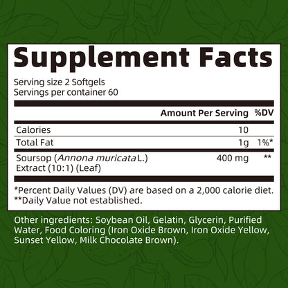 Mulittea® Soursop Premium Extract Softgels – Pure Graviola 10:1 Leaf Formulation