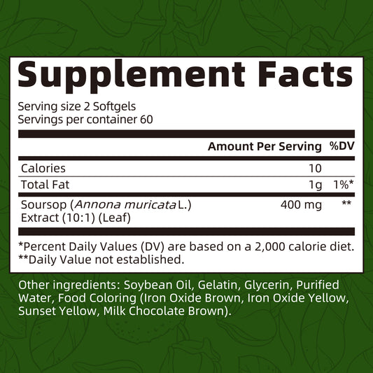 Mulittea® Soursop Premium Extract Softgels – Pure Graviola 10:1 Leaf Formulation