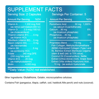 Mulittea Collagen Capsules with Vitamin C – Antioxidant Support for Healthy Skin, Hair & Nails – 60 Capsules – Non-GMO, Gluten-Free