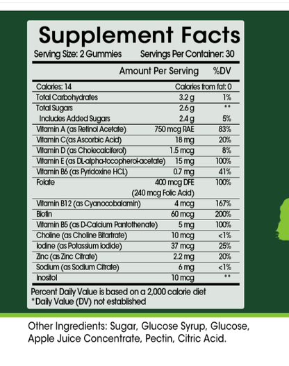 Fruit & Vegetable Complex Gummies - Whole Food Multivitamin & Fiber for Energy & Immunity - 60 Gummies