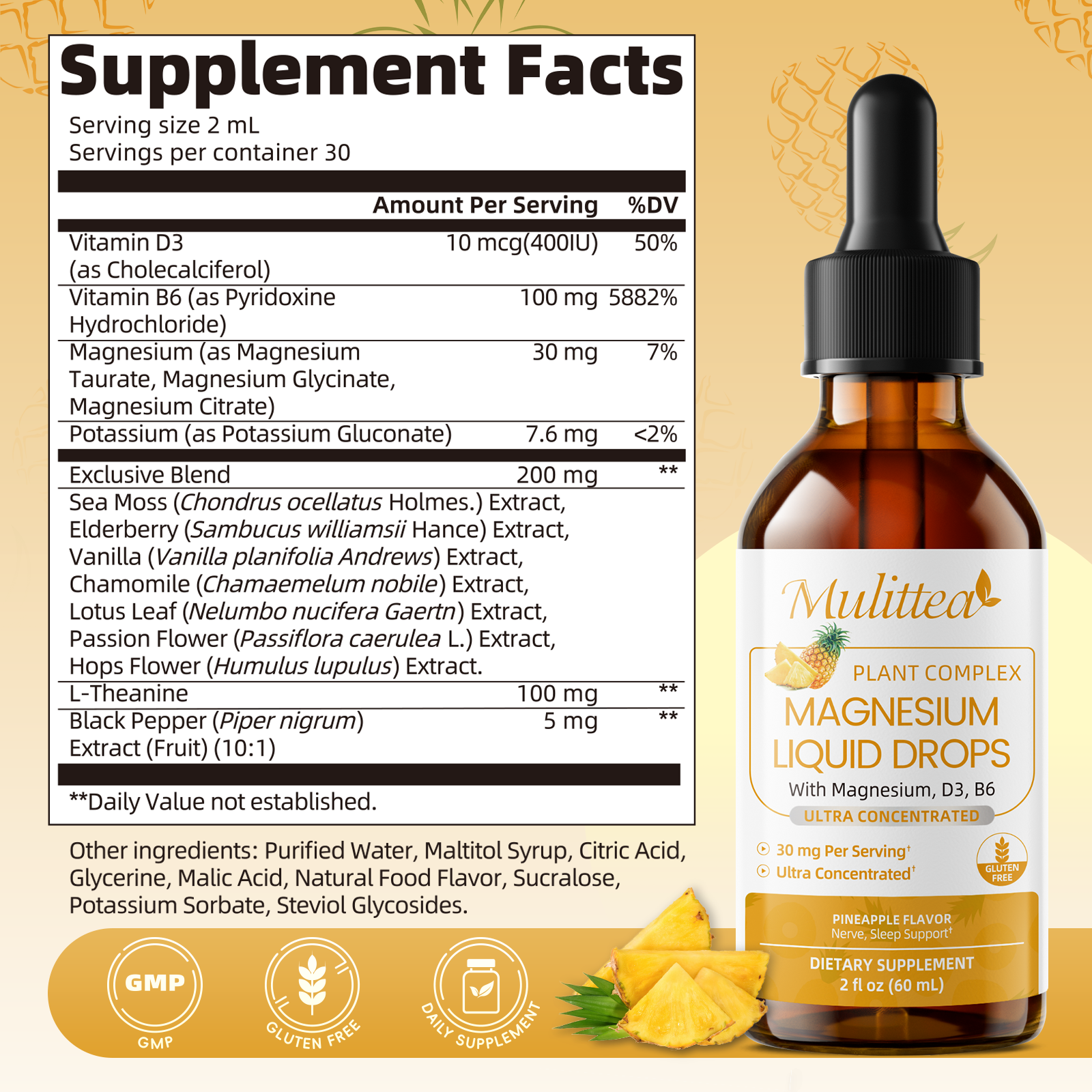 Triple Magnesium & B6 Liquid Drops | 2 fl oz (60ml)