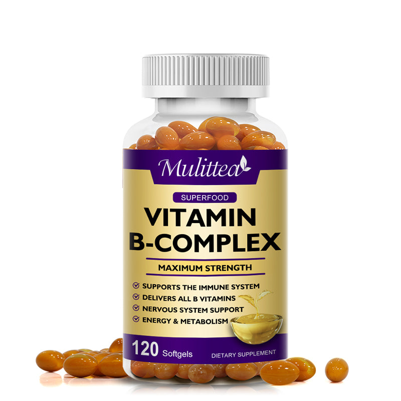 Vitamin B Complex Capsule (B12, B1, B2, B3, B5, B6, B7, B9, Folic Acid & Biotin) ,Reduce Stress & Supports Better Moods ,Assists Nervous System Health & Energy