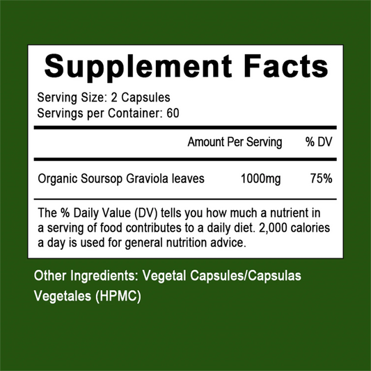 Soursop Graviola Capsules 1000mg Soursop Graviola Leaf & Fruit Extract | 120 Capsules | High Potency | Non-GMO, Gluten Free