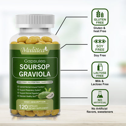 Mulittea Soursop Graviola Capsules – 1000mg per Serving – 120 Capsules