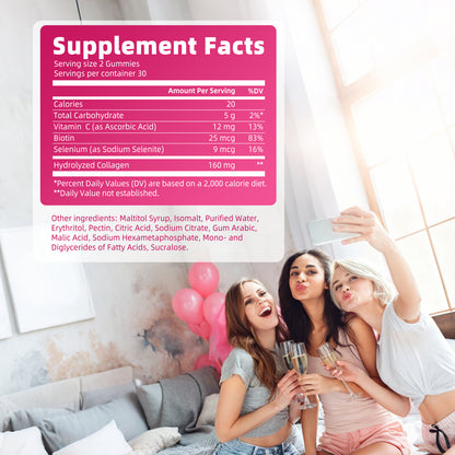 Mulittea® Biotin Collagen Gummies - Hydrolyzed Collagen, Biotin & Vitamin C Complex for Hair, Skin, and Nails (60 Gummies)