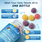 Calcium, Magnesium and Zinc Gummies with Vitamin D3 - Supports Bone Health & Immune Function - Dietary Vitamin Supplements for Women, Men(2 Pack)