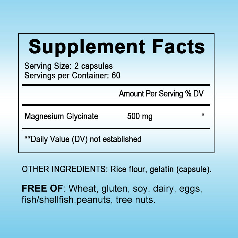 Magnesium Capsules 500mg for Supports Muscle, Joint, and Heart Health Maximum Absorption Magnesium (Glycinate) Supplement