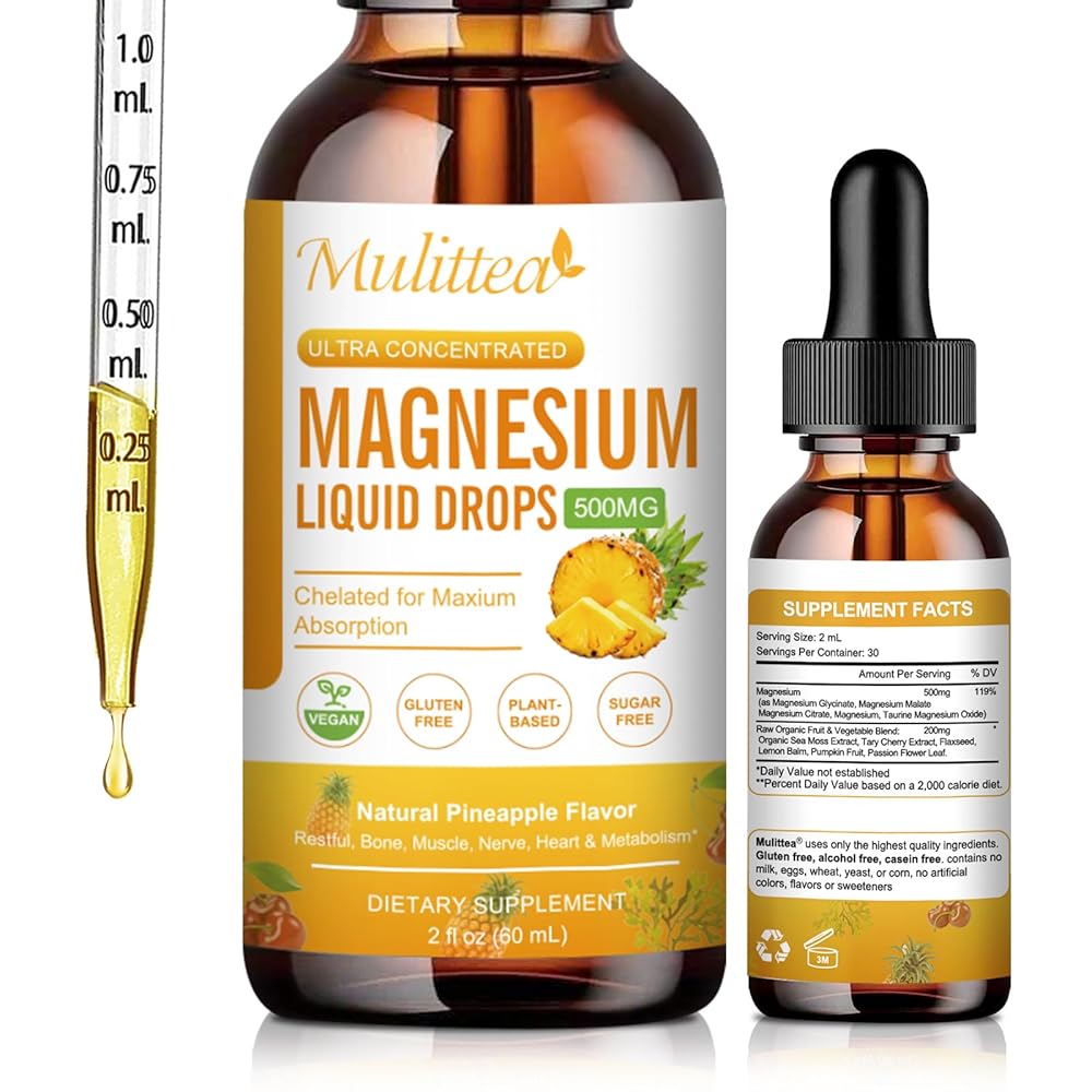 Magnesium 500mg Liquid Drops – High Absorption Formula for Relaxation & Sleep Support – Vegan & Sugar-Free