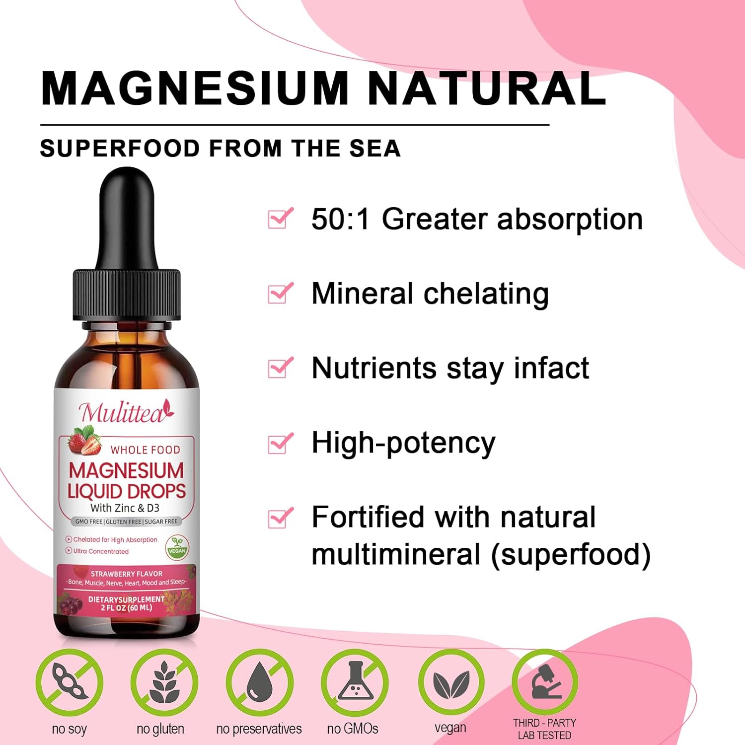 Magnesium Glycinate & 2000 IU Vitamin D3 Drops | 2 fl oz×2 (120ml)