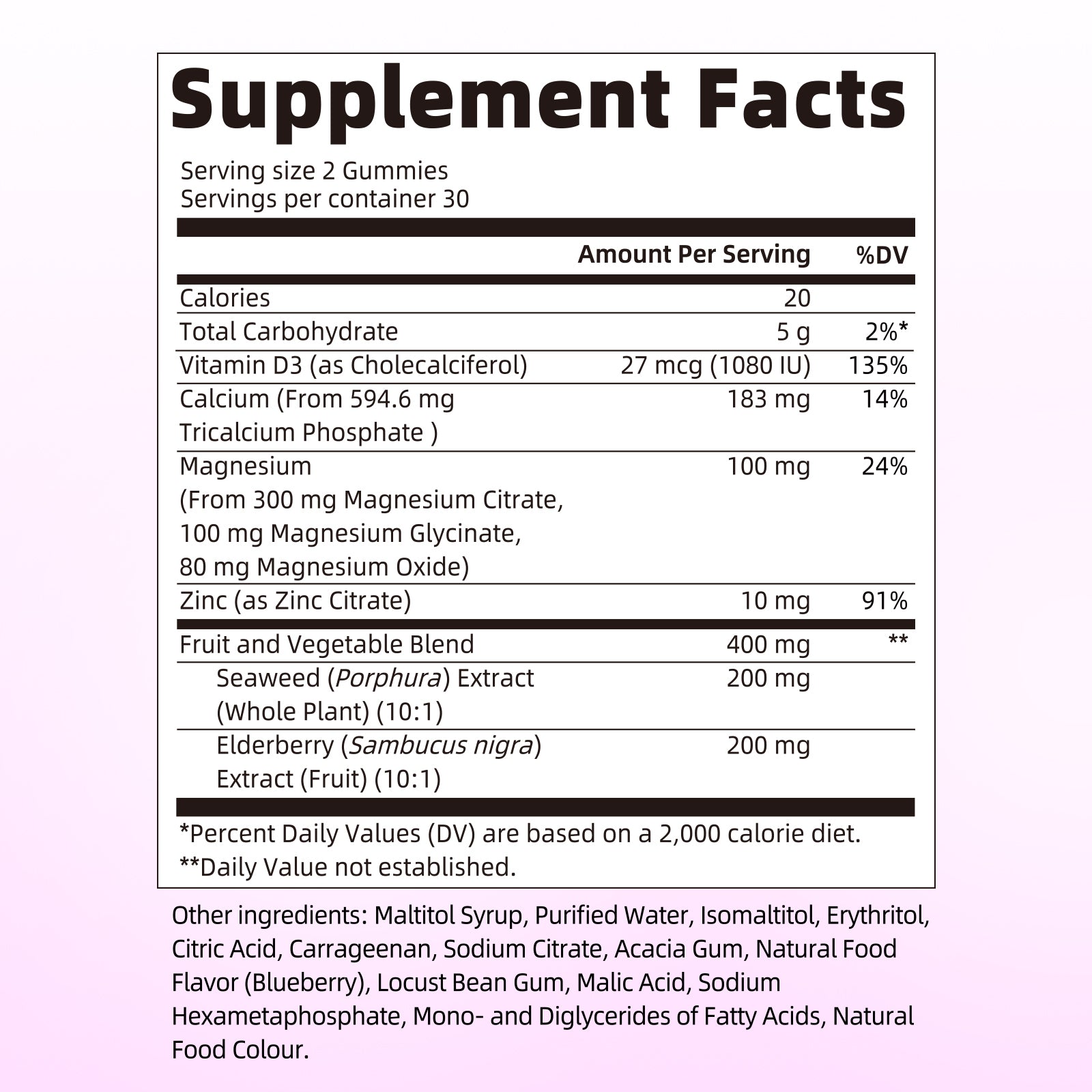 6-in-1 Calcium Magnesium Zinc Gummies| 60 Count
