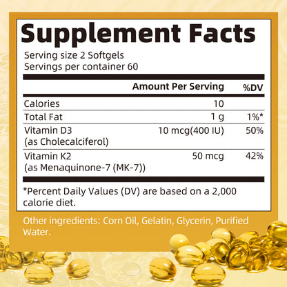 Mulittea® Vitamin D3 + K2 (MK7) Softgels | High Absorption Bone & Cardiovascular Matrix