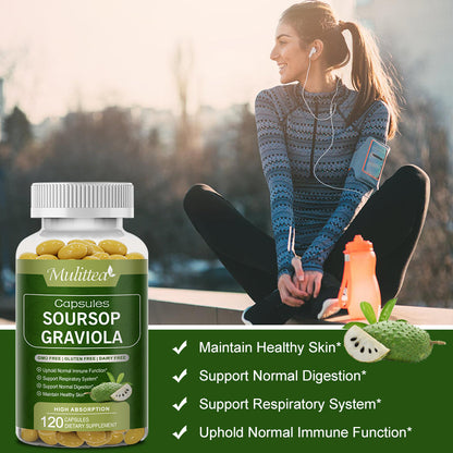 Mulittea Soursop Graviola Capsules – 1000mg per Serving – 120 Capsules