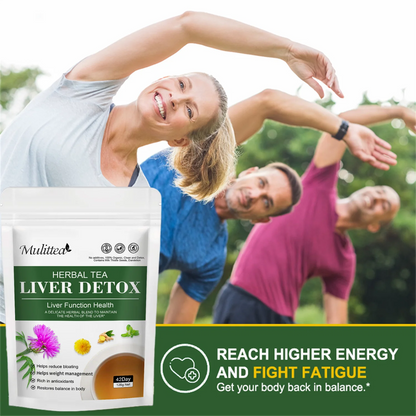 Mulittea Liver Detox Tea with Dandelion Root, Milk Thistle & Turmeric for Colon Liver Cleanse, Promote Metabolism, Support Gut Health, 42 Days Supply